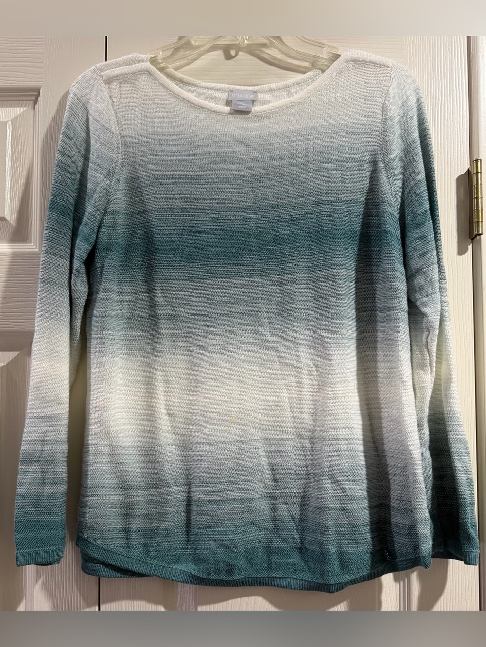 Chico's Womens Sweater Size 1 (US M) Jasper Ombre Bateau Long Sleeve Pullover